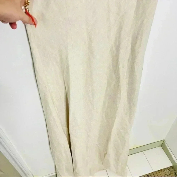 NWT DANNIJO Linen Tie Strap Dress in Beige Linen Blend Maxi - Picture 4 of 10